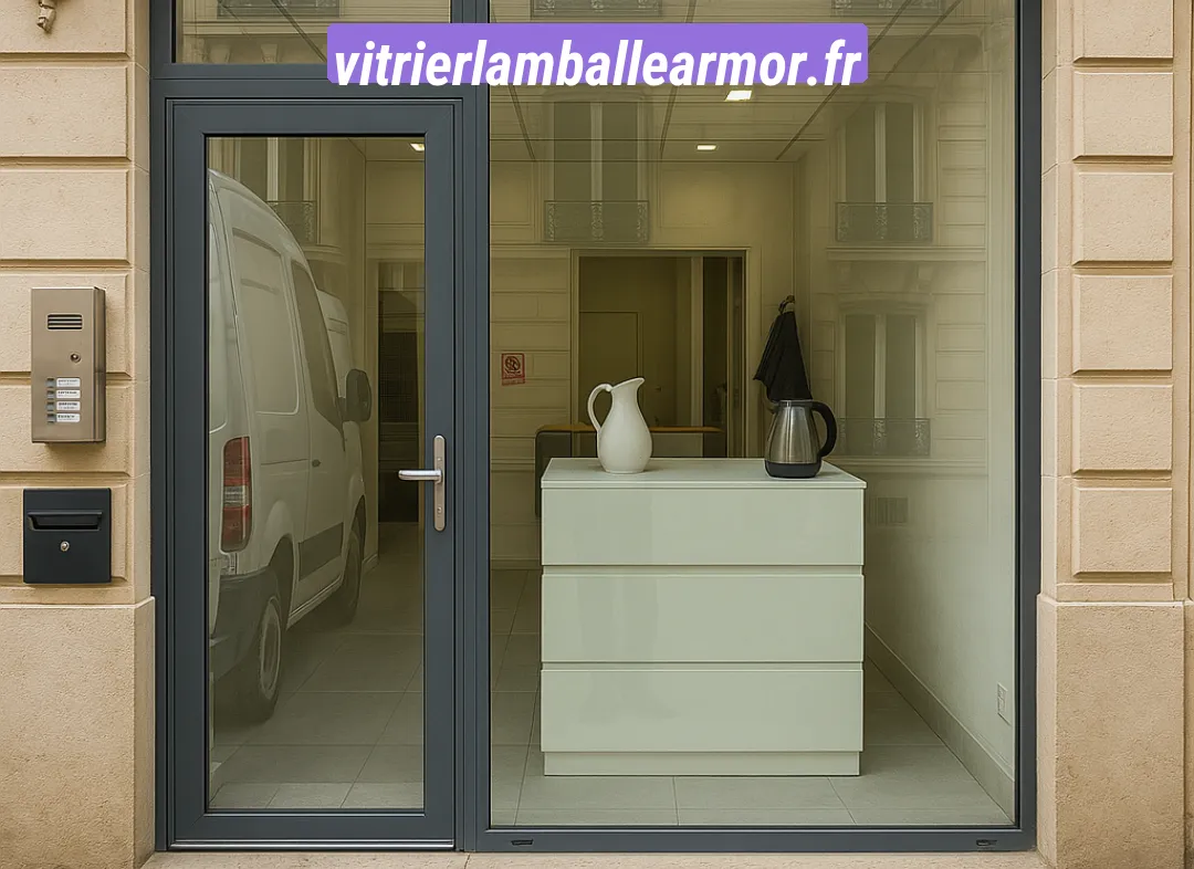 Façade vitrine de magasin en aluminium sur mesure à Lamballe-Armor